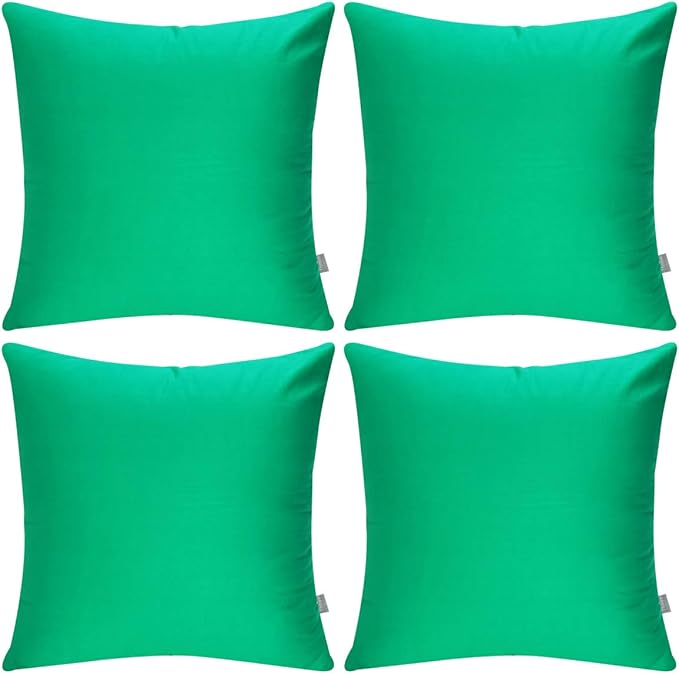 4-Pack 100% Cotton Comfortable Solid Decorative Throw Pillow Case,Thmyo Square Cushion Cover Pillowcase Sublimation Blank Pillow Covers DIY Throw Pillowcase for Sofa(20x20 inch/ 50x50cm,Bright Green)