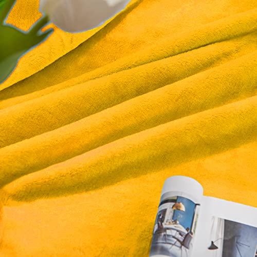 JIAHANNHA Mustard Yellow Throw Blanket Fleece Blanket 50"x60",Super Soft Cozy Plush Throw Blanket for Couch Sofa Bed,Warm and Lightweight Bed Blankets for Adults - color: Mustard Yellow, size: Throw(50"×60")