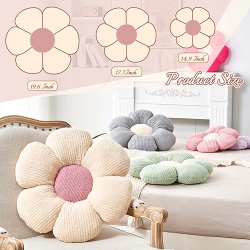 Kcvvcr Flower Throw Pillow, Soft White 14.9" Shaped Floor Pillow for Home Decor, Cute Aesthetic Plush Decorative Pillows for Bed, Sofa, Couch - color: White, size: 14.9 Inch