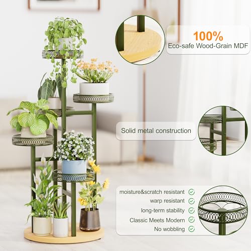 Stand Plants, 5-Tier Metal Plant Stands for Outdoor Indoor Plants,Heavy Duty Flower Pot Stands for Multiple Plants,Decoration Display Racks for Patio Garden -GreenFlower - color: GreenFlower, size: 5-tiers