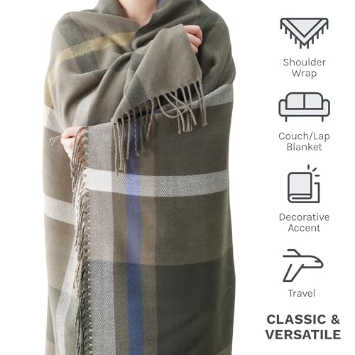 BATTILO HOME Olive Green Plaid Throw Blanket for Couch - Army Green Plaid Blanket Buffalo Checkered Blankets - Lightweight Farmhouse Outdoor Throw Blankets for Bed, Sofa 50"x60" - color: Army Green