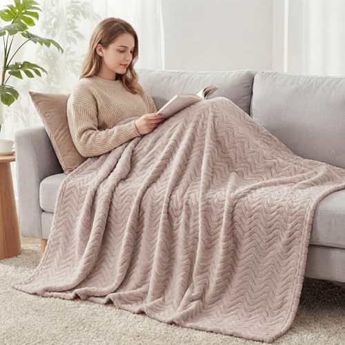 Exclusivo Mezcla Fleece Bed Blanket Twin Size, Lightweight Jacquard for Spring Summer, Soft Cozy Breathable Blankets, Camel, 90x66 Inches - color: Camel, size: Twin ( 90x66 IN )