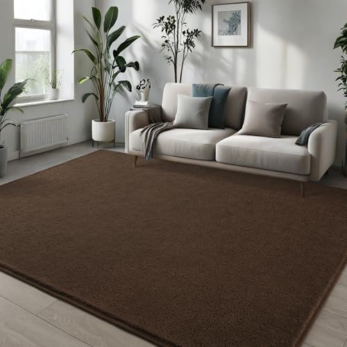 Pettop 4x6 ft Brown Area Rugs for Bedroom Living Room, Washable Memory Foam Indoor Carpet, Modern Aesthetic Minimalist Non Slip Soft Comfy Carpet for Boys Girls Dorm Home Decor - color: Brown, size: 4' X 6' (Rectangular)