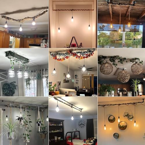 3 Light Hemp Rope Plug in Pendant Light Rattan Hanging Lights with Plug in Cord with Woven Lamp Shade, Plug in Cord Hemp Rope Hanging Lamp - color: 3 Light