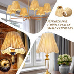 Tuanse 6 Pcs Boho Raffia Lamp Shade Burlap Clip on Lamp Shade Empire Style Chandelier 3" x 6" x 5" Rustic Barrel Lighting Cover for Kitchen Island Dining Living Room Table Wall Chandelier - color: Beige, size: Raffia, style: Bohemian