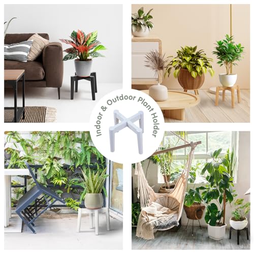 Wood 7.5" x 9.8" Plant Stand Indoor Outdoor, Wooden Single Floor Plant Pot Holder, Natural Plant Stand, Assembly Required (Excluding Potted Plants) - color: White, size: 7.5" H x 9.8" W