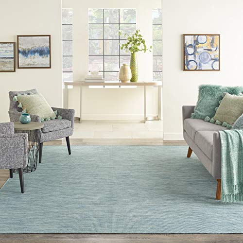 Nourison Home Positano Aqua 2'2" x 10' Area Rug - Easy Clean, Non Shedding, Bed Room, Living Room, Dining Room, Kitchen (10' Runner) - color: Aqua, size: 2'2" x 10' (Runner)