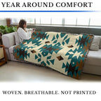 Pure Country Weavers Desert Diamonds Teal - Western Tapestry Throw Blanket Woven from Cotton - Made in The USA (72x54) - color: Desert Diamonds Teal