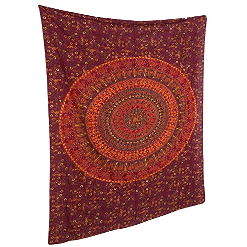 RAJRANG Large Twin Size Colorful Hippie Tapestries - Elephant Mandala Tapestry Bohemian Bedspread Ethnic Medallion Boho Dorm Decor Wall Hanging - Red - 84 X 54 Inches - size: 84"L x 54"W