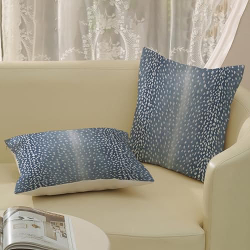 Antelope Pillow Covers 18x18 Inches Pack Of 2,Navy Blue Animal Skin Print Throw Pillow Cover Modern Antelope Decorative Pillowcase Farmhouse Linen Cushion Cover For Home Couch Sofa Outdoor Decor - color: Antelope-navy Blue, size: 18" x 18" (Pack of 2)