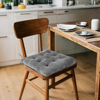 ELFJOY 4 Pack Chair Cushions for Dining Chairs Chair Pads Cushion for Kitchen Office Tufted Square Seat Cushion with Ties (16" Grey Velvet) - color: Grey