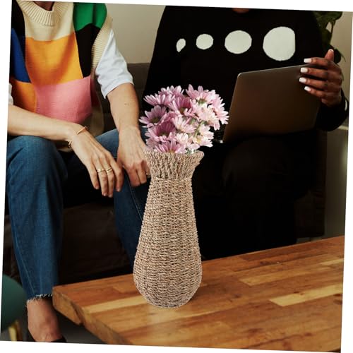 Holibanna Floor Vase Decorative Woven Vase Plant Stands Rustic Wedding Decor Wicker s Tall Ornament European Style Flower Basket Desktop Flower Arrangement Office Straw