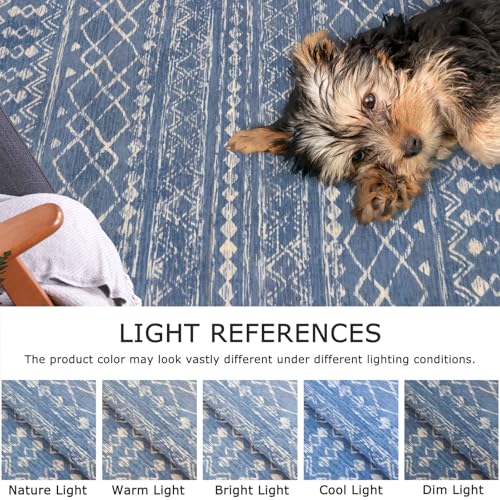 KUTA Moroccan Boho Entryway Rug, 2x3 Blue Beige Entrance Small Area Rug Non-Slip Washable, Ultra Soft Vintage Geometric Low-Pile Indoor Door Mat Floor Carpet for Kitchen - color: Blue Beige, size: 2' x 3' (Rectangular)