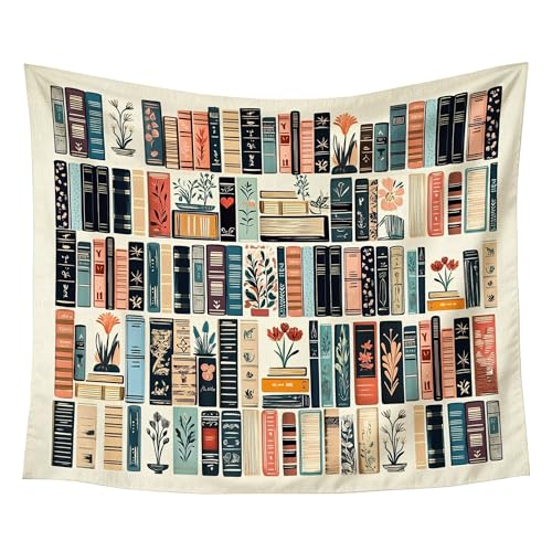 gsgfdshf Vintage Library Wall Tapestry, Reading Nook Corner Decor, Antique Retro Floral Book Aesthetic Tapestry Wall Hanging for Bedroom Home Reading Room Library Decor, 50x60 Inch - color: Landscape Text-Tapestry-H