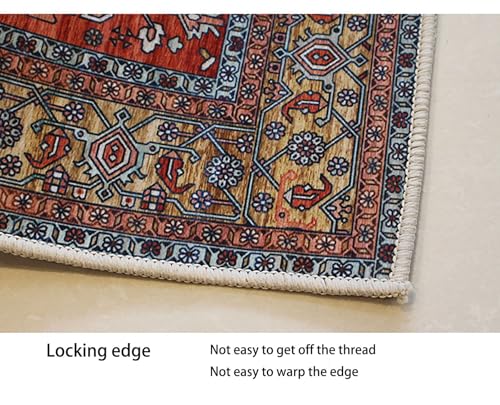 Boho Rug Vintage Medallion Area Rug Washable Distressed Floral Carpet for Living Room Bedroom Kitchen