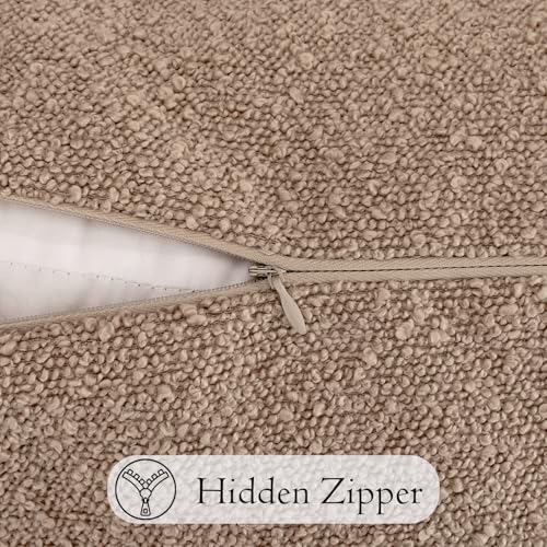 JoraLion Boucle Lumbar Pillow Cover 14x26 inch, Khaki Textured Throw Pillow Cover Cushion Case for Sofa Bed Couch Living Room, Pack of 1 (Cover Only) - color: Khaki, size: 26" x 14" (Pack of 1)