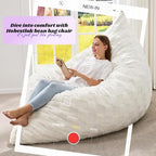 Hobestluk 3 in 1 Bean Bag Chair Giant Bean Bag Chairs for Adults with Plaid Cover Convertible Bean Bag Floor Cushion with Machine Washable Cover for Living Room (Plaid White) - color: Daisy White