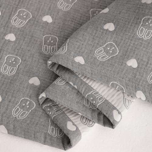 NTBAY 3 Layer Muslin Cotton Toddler Blanket, Jacquard Reversible Nursery Bed Blanket, Super Soft and Thermal for All Seasons, Decoration Gift, 30"x40", Dark Grey Rabblt - color: Dark Grey Rabbit, size: 30x40 Inch (Pack of 1)