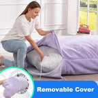 Hobestluk 3 in 1 Bean Bag Chair Giant Bean Bag Chairs for Adults with Plush Faux Fur Cover Convertible Bean Bag Floor Cushion with Machine Washable Cover for Living Room (Plush Purple) - color: Purple