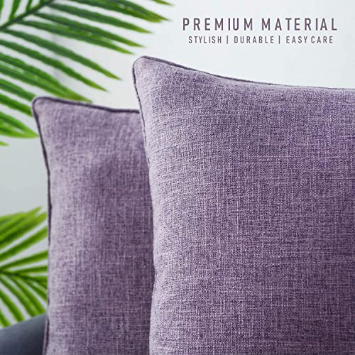 HPUK Linen Throw Pillow Covers Pack of 2, 20x20 Inch Accent Cushion Covers for Living Room, Bedroom, Decorative Solid Color Pillow Covers for Couch, Sofa, Chair, Lavender Mist - color: Lavender Mist-2pack, size: 20" x 20" (Pack of 2)