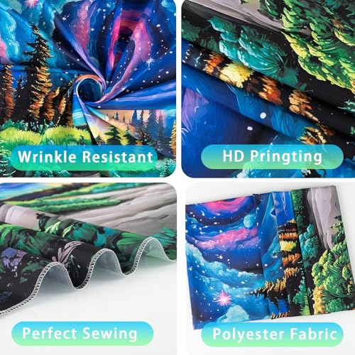 Apdidl Space Galaxy Forest Tapestry for Bedroom, Green Nature Landscape Colorful Night Starry Sky Stars Wall Tapestry, Mysterious Nebula Mountain Wall Hanging Backdrop Decor for Living Room 60" X 79" - color: Forest Galaxy Tapestry, size: 79"L x 60"W