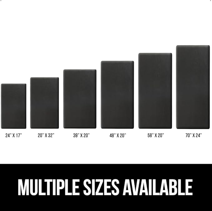 GORILLA GRIP Comfortable Cushioned Kitchen Mats for Floor, 48x20, Waterproof and Stain Resistant Soft Top, 3/4 Inch Thick Ergonomic Standing Desk Anti Fatigue Mat, Foam Supports Ankles and Feet, Black