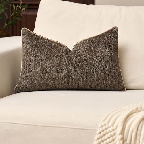Yangest Chenille Pillow Cover 12 x 20 Inches, Thick Textured Rectangle Throw Pillow Cover Farmhouse Modern Soft Accent Couch Neutral Pillow Cover for Living Room Bedroom, Gray Brown - color: Gray Brown, size: 20" x 12" (Pack of 1)