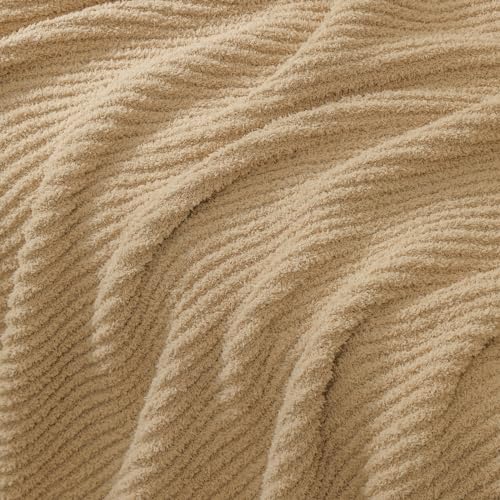 bearberry Soft Rib Knit Blanket Thin Warm & Breathable - Snuggly Minky Throw for Everyday Use, Travel, Chair | All-Season Machine Washable for Couches, Gifts, Family (Camel, 50”x60”) - color: Ribbed Knit Camel, size: Throw(50″x60″)