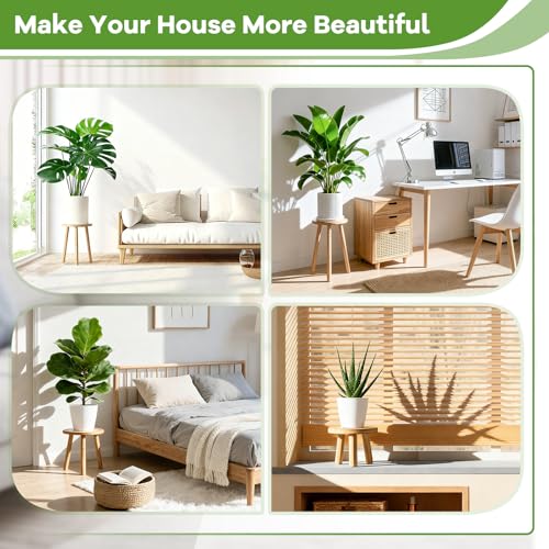 5-Pack Wood Plant Stands Indoor, Single Plant Stand for 6-22 Inch Pots, Mid-Century Modern Plant Stool, Tall Plant Stand for Large Plants Perfect Fit for Living Room, Balcony, Office(Retro White) - color: Retro White