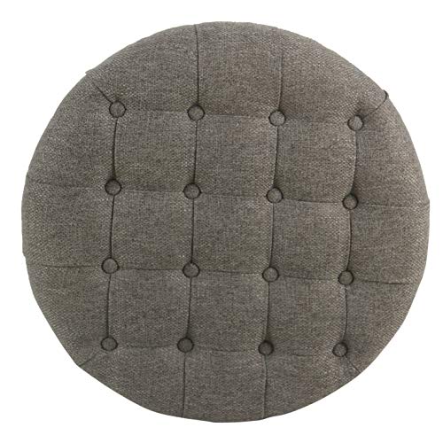 HomePop 25" Button Tufted Round Storage Ottoman - Dark Gray - color: Dark Gray