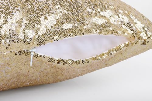 ShinyBeauty Champagne Gold Throw Pillow Covers 12X20 Inches Set of 2, Rectangle Pillow Cover, Light Gold Fabric Sequin Pillow Case for Couch,Sofa,Bed,Living Room Pillows Home Decorations - color: Champagne Gold, size: 20" x 12" (Pack of 2)