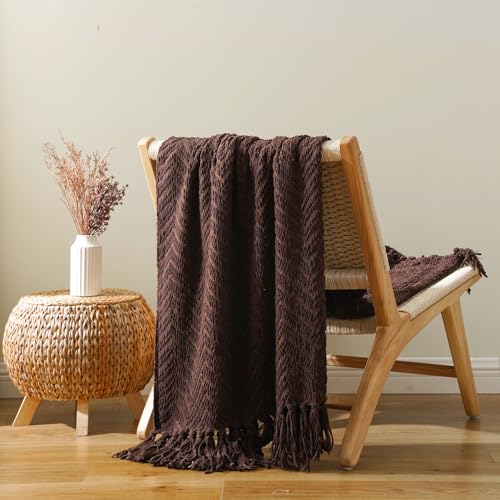 BATTILO HOME Dark Brown Throw Blanket for Couch, Knitted Brown Throw 50'' x 60'', Super Soft Cozy Warm Chocolate Throw for Living Room Chair Couch Bed Sofa Bedroom Home Decor - color: Dark Brown, size: 50"x60"