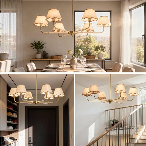 39" Boho Rattan Chandelier, 6-Light Rattan Pendant Light, Handwoven Natural Rattan, Rustic Industrial Adjustable Rattan Fixture for Dining Room, Kitchen Island & Living Room, E12 Socket - color: Hooked Arm Design