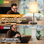 Lynnoland Set of 2 Touch Control Table Lamps, 3-Way Dimmable Bedside Nightstand Lamps for Bedroom Living Room Nursery, 800 Lumens 3000K Warmlight Bulbs Included - color: （2 Pack) Rattan & Black(Base)-3000K Bulbs Included
