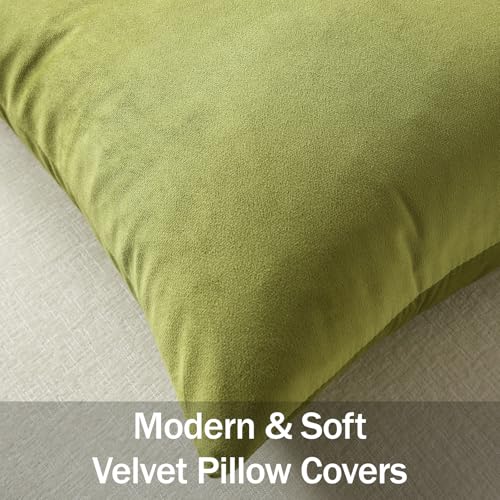 DEZENE Throw Pillow Covers 20x20 Chartreuse: Pack of 2 Cozy Soft Velvet Square Modern Luxury Decorative Throw Pillow Cases for Sofa Couch Living Room Bed Home Decor - color: Chartreuse, size: 20" x 20" (Pack of 2)