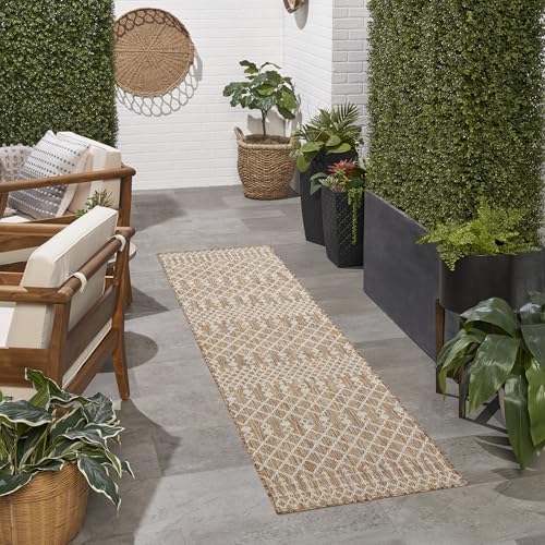 Nourison Home Positano Jute 2'2" x 10' Area Rug - Easy Clean, Non Shedding, Bed Room, Living Room, Dining Room, Kitchen (10' Runner) - color: Jute, size: 2'2" x 10' (Runner)