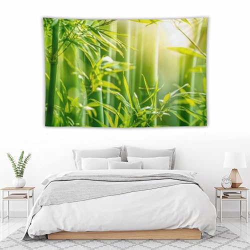 HZOHNAGO Bamboo Tapestry Bamboo Leaf Sunshine Nature Printed Wall Tapestry Painting Wall Hanging for Bedroom Living Room Dorm 90" W x 60" H - color: Bamboo-1, size: 90"L x 60"W