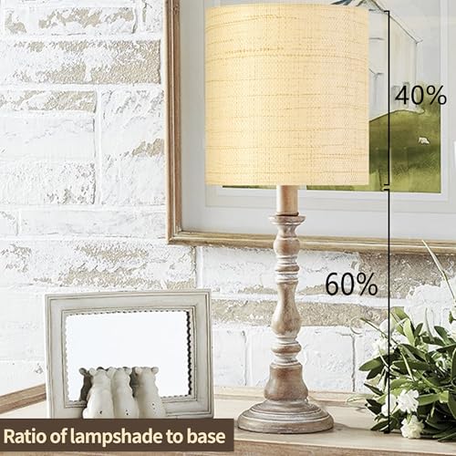 GO&SO Set of 2 Cylinder Drum Lamp Shades Farmhouse Lampshades, 10" L x 10" H (E26 Spider), Woven Lampshades for Table Lamp & Bedside Lamps,Replacement Lamp Shade In Hand Crafted,Easy Assembly Required - color: Hand-woven fabric, size: 10*10*10IN-2PC