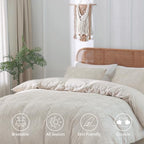 Duvet Cover, 3PCS Boho Duvet Cover Set, Geometric Pattern Tufted Bohemian Comforter Cover Jacquard Knit Textured Bedding Set with Zipper Closure (Light Kahki, Twin) - color: Light Kahki, size: Twin