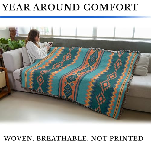 Pure Country Weavers Desert Rain - Western Tapestry Throw Blanket Woven from Cotton - Made in The USA (72x54) - color: Desert Rain