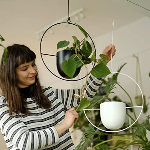 2 Pcs Hanging Planters for Indoor and Outdoor Plants with Hooks and Chains, Metal Modern Wall Ceiling Planter Hangers Minimalist Flower Pot Holder Basket for Home Decor(Black) - color: Black, size: 2PCS