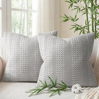 a moment 2 Pack Bamboo Fiber Pillow Covers - Waffle Weave, Ultra Soft & Breathable, Euro Shams Cotton Throw Pillow for Couch, Sofa, Bedroom Living Room 26x26 Inch Grey - color: Grey, size: 26" x 26" (Pack of 2)