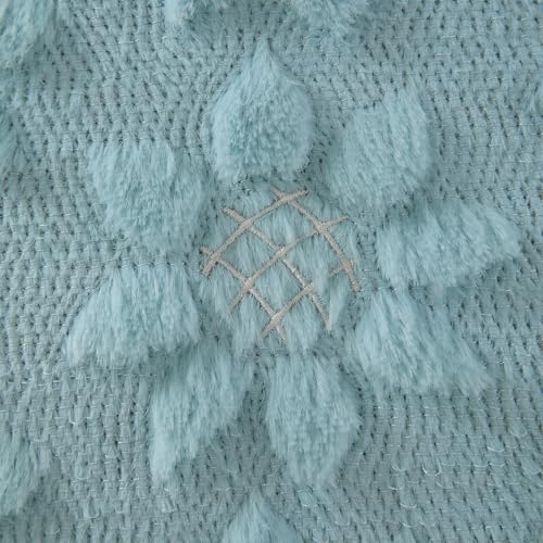 DFXSZ Spring Summer Pillow Covers 18x18 inch Set of 2 Farmhouse Decor White Flower Heart Sunflower Blue Soft Plush Faux Fur Jacquard Throw Pillows for Sofa Holiday Spring Home Decor PTK024G18 - color: Blue, size: 18" x 18" (Pack of 2)