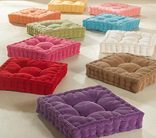 ChezMax Floor Pillow & Cushion, Large Meditation Chair Cushions, Thick Square Seat Pad, Soft Velvet Tufted Seating Pouf for Indoor/Outdoor Yoga Bench Rocking Chair Room Tatami Sofa, Purple 20" x 20" - color: Purple L