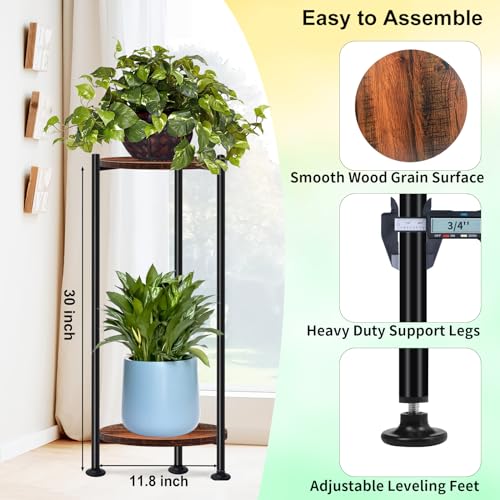 Lilybud--lily 2-Pack Plant Stand Indoor Outdoor, 30'' Tall Plant Stands for Indoor Plants, Heavy Duty Indoor Plant Shelf, 2 Tier Flower Stand for Living Room, Balcony, Deck(Brown) - color: dark brown-2 pack