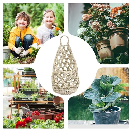 Cotton Rope Plant Holder – Wall Mounted Hanging Basket Set with Hooks | Stylish Indoor Boho Planter for Home Decoration, Living Room, Bedroom, Balcony, and Greenery Display - color: White