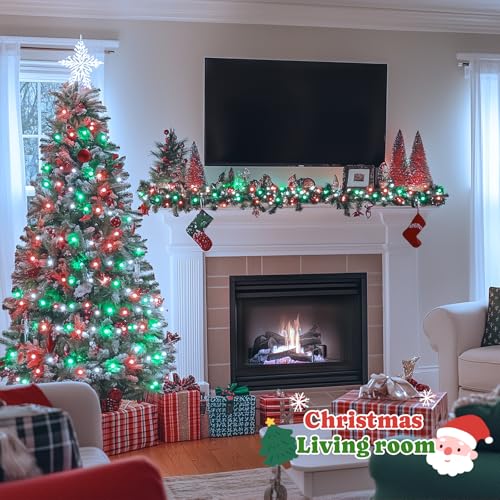 JMEXSUSS 200 LED Red White Green Fairy Lights Plug in, 8 Modes Christmas Fairy Lights Indoor Outdoor with Wheel, 66 ft Remote Control Twinkle Lights for Christmas - color: Red White Green, size: 66FT 200LED