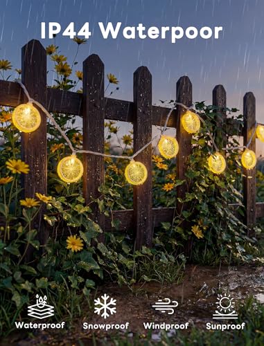 Lemon String Lights, 8.5Ft Summer Patio String Lights with 10 LED Yellow Lemon Slice Lights, Hanging Waterproof Connectable Outdoor Decorative Lights for Indoor Home Garden Christmas Wedding Party - color: lemon lights