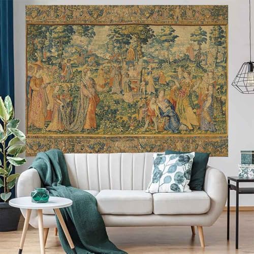 LATETOMT Medieval Art Wall Tapestry Renaissance Tapestry Boho Tapestries Wall Hanging Canvas Tapestries Wall Art for Bedroom Living Room Dorm Decor Tablecloth LTMTAYW473 - color: Brown-2, size: Customize