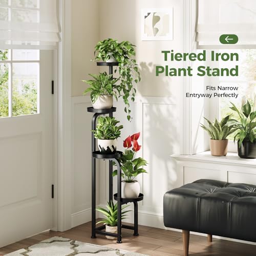 Bamworld Tall Plant Stand Indoor Outdoor, Corner Metal Flower Pot Stands for Multiple Plants, 4 Tier Heavy Duty Plant Shelf for Patio Garden Balcony Living Room Bedroom(Patent Design) - color: Matte Black, style: Spiral 4Tier